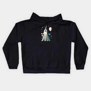 cute ghost holding ballon retro Kids Hoodie